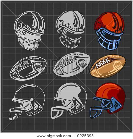 American football - vector elements for emblem