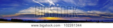 Beautiful Sunset Panoramic View, Alsace