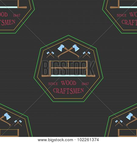 Logotype For Construction And Carpentry Industries Seamless Pattern.