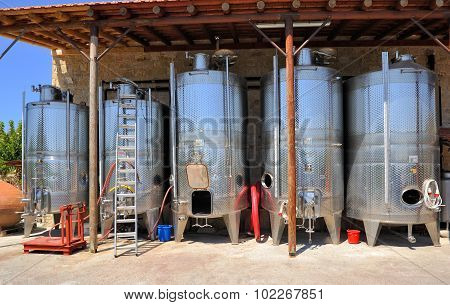 Wine tanks winery Ktima Gerolemo Winery & Vineyards