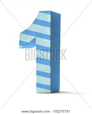 Colorful Paper Mache Number On A White Background  - Number 1
