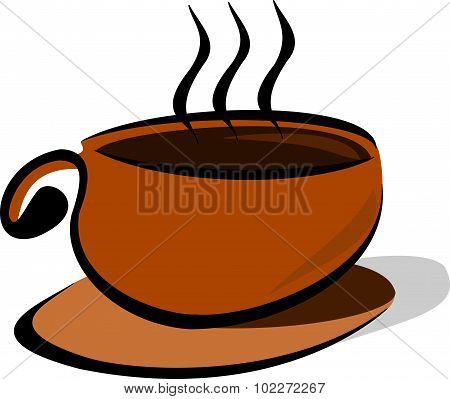 hot coffee in a brown cup
