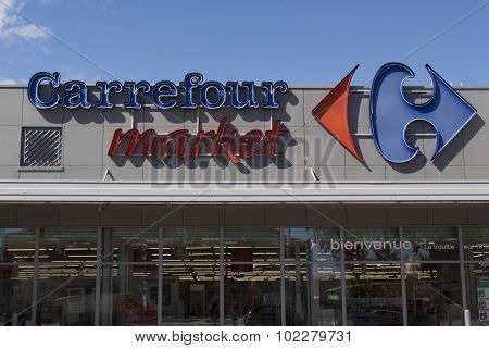 Facade Of The Carrefour Market In La Voulte Sur Rhone