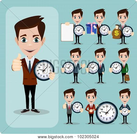 Set of businessman and clock , eps10 vector format