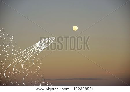 Creativity Concept Moon Space Ship Background