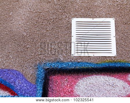 Odessa - September 15: White Ventilation Grille In The Wall Of The Building With Details Of Graffiti