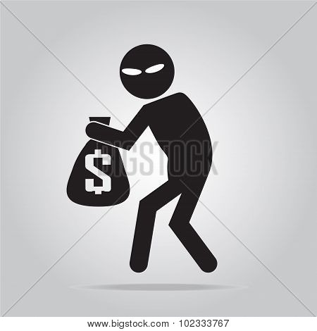 Beware Pickpocket Sign, Thief Icon Illustration