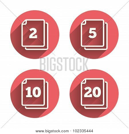 In pack sheets icons. Quantity per package.