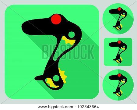 Rear derailleur icon. Bike parts. Flat long shadow design. Bicycle icons series.