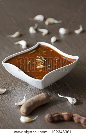 Spicy Tamarind and Garlic gravy from South India