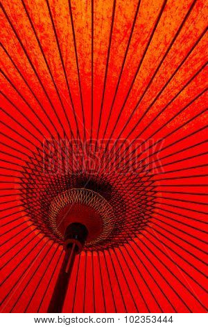 Low angle of a red japanese Umbrella