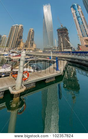 Dubai - AUGUST 9, 2014: Dubai Marina district on August 9 in UAE. Dubai is fastly developing city in Middle East