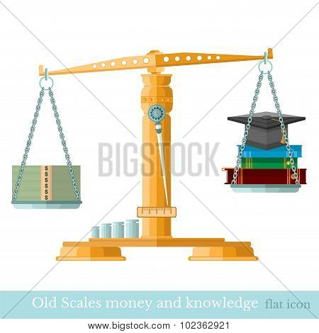 scaleswith money hat graduate book on different scalepans