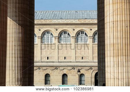 PARIS, FRANCE - SEPTEMBER 8, 2014: Paris - Sainte-Geneviève Library. public and university library in Paris. It was designed in Neo-Grec style by the architect Henri Labrouste (1801-1875). Place du Panthéon Paris