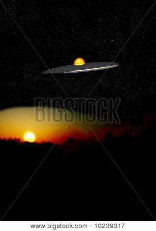 UFO i natten Over skyerne