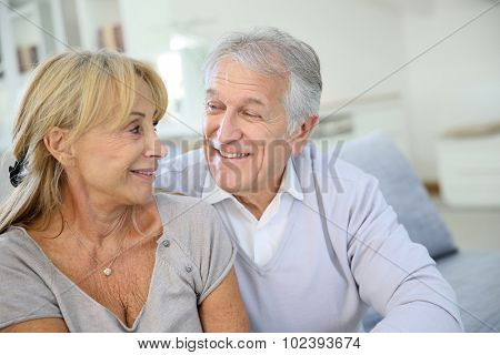Senior couple looking at each other's eyes