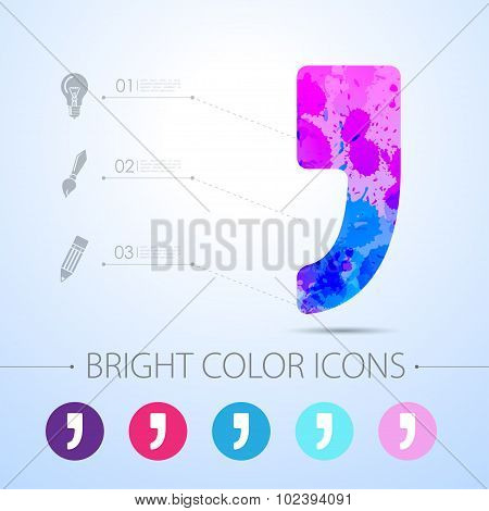 Vector comma icon. with infographic elements