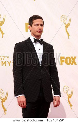 LOS ANGELES - SEP 20:  Andy Samberg at the Primetime Emmy Awards Arrivals at the Microsoft Theater on September 20, 2015 in Los Angeles, CA