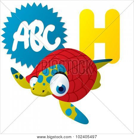 Cute cartoon Water Dinosaurs ABC: H is for Henodus