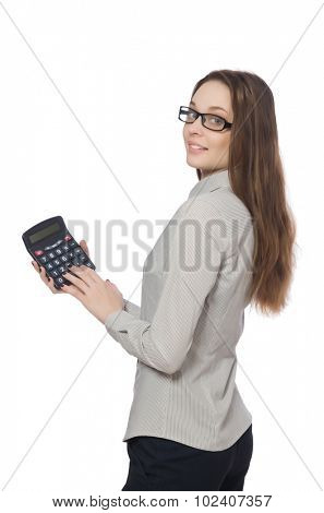 Woman in business concept isolated on white
