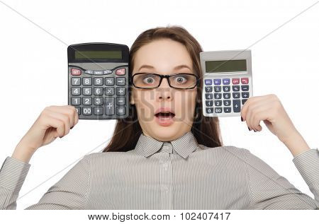 Woman in business concept isolated on white