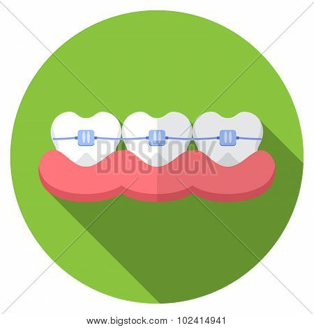 Flat Design Modern Vector Illustration Of Medical Pills Icon With Long Shadow, Isolated