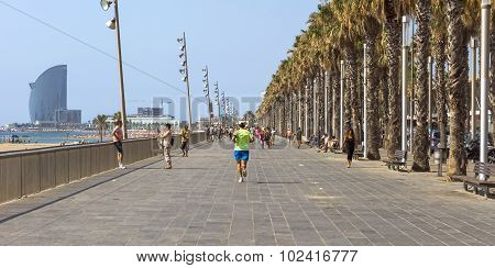 Barceloneta Beach From Promenade