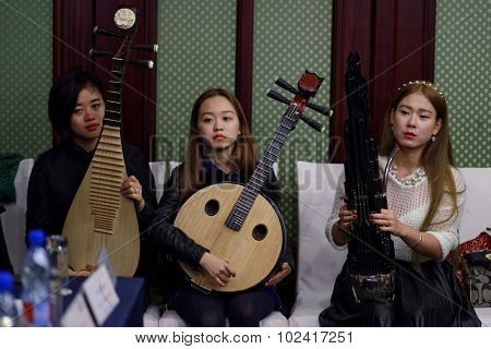 ST. PETERSBURG, RUSSIA - SEPTEMBER 14, 2015: Women's chamber orchestra 