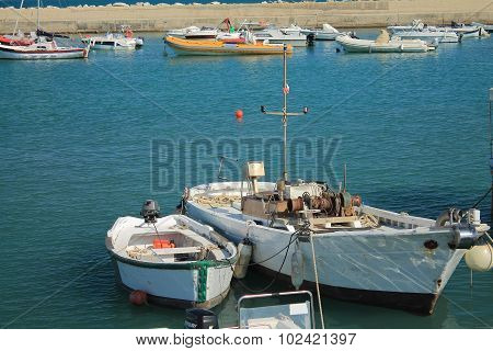 NUMANA, IT - AUGUST 27, 2015: Fishing boats in the port