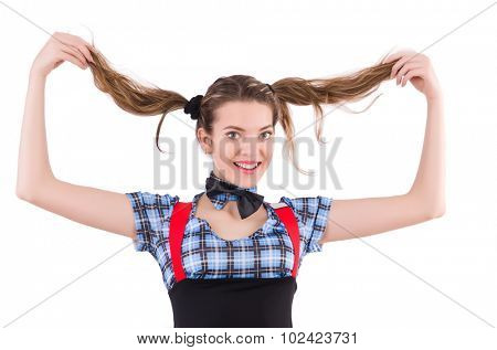 Schoolgirl isolated on the white
