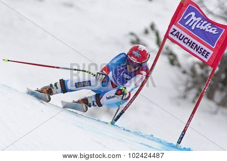 ZAUCHENSEE AUSTRIA. 08 JANUARY 2011.  Fraenzi Aufdenblatten (SUI) speeds down the course competing in the downhill race part of FIS Alpine World Cup, in Zauchensee Austria.