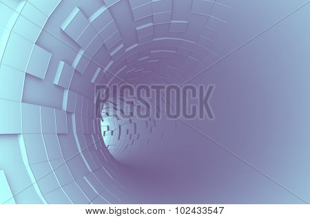 Abstract 3D Rendering of Futuristic Tunnel.