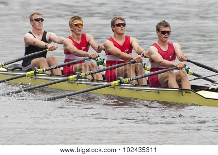 HENLEY, ENGLAND. 02-07-2010.  Norske Studenters Roklub & Tonsberg, NOR  in action on day 3 of the Henley Royal Regatta 2010 held on the River Thames.  