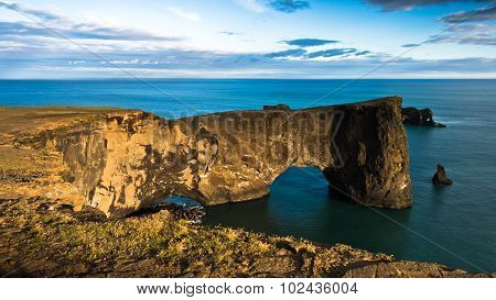 Magnificent rock arch at Dyrholaey, Iceland