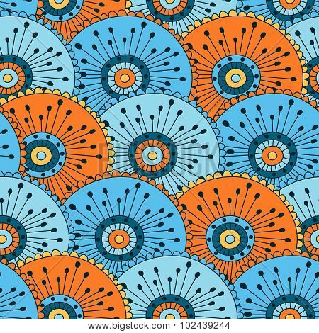 Hand drawn seamless pattern with floral elements.