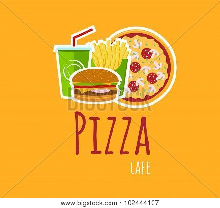 Pizza Cafe Logo Composition