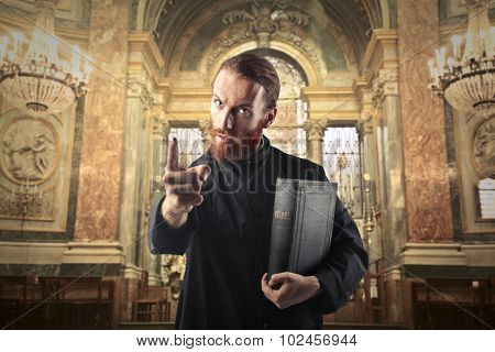 Priest warning a sinner