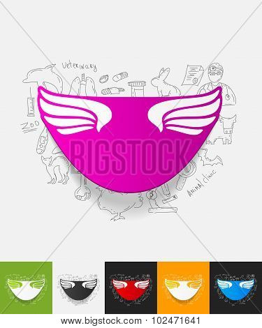 wing paper sticker with hand drawn elements
