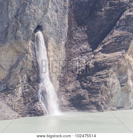 Waterfall At Lake Dix - Dam Grand Dixence - Switzerland