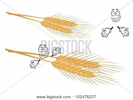 Awned ears of wheat cartoon character