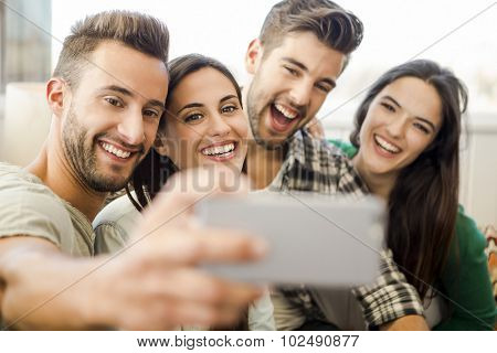 Friends faving fun and making a selfie