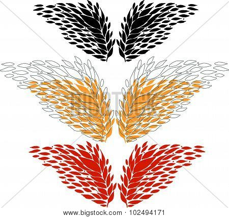 vector hand drawing wings for scrapbooking, wedding, invitation design