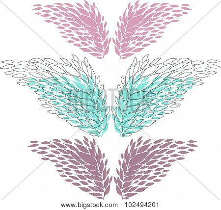 vector hand drawing wings for scrapbooking, wedding, invitation design