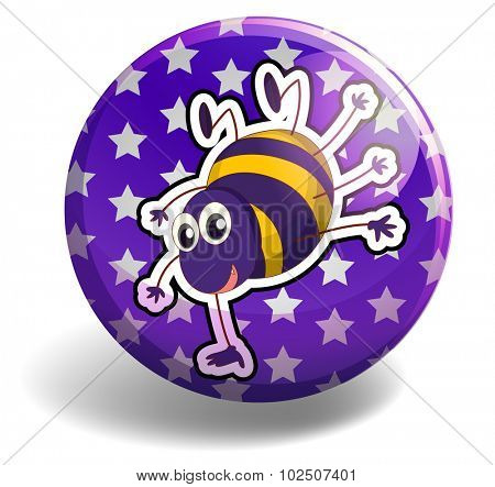 Little spider on round badge illustration