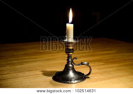 Candle on table