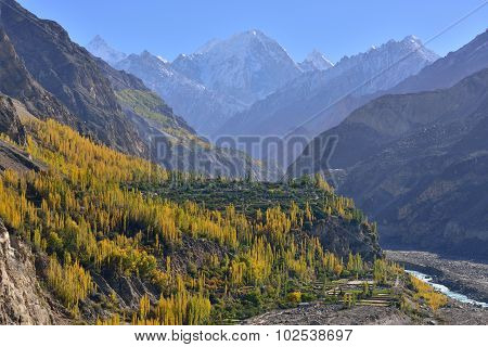 Beautiful Landscape of Hunza Valley in Autumn season.