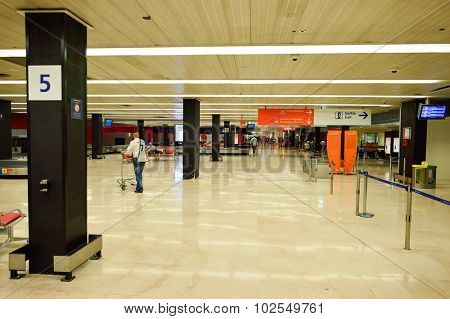 PARIS - AUGUST 08, 2015: Orly Airport interior. Paris Orly Airport is an international airport located partially in Orly and partially in Villeneuve-le-Roi, 7 NM (13 km; 8.1 mi) south of Paris, France