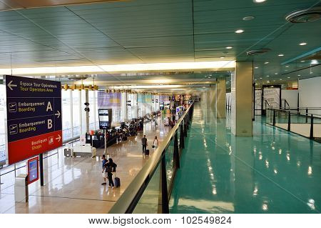 PARIS - AUGUST 08, 2015: Orly Airport interior. Paris Orly Airport is an international airport located partially in Orly and partially in Villeneuve-le-Roi, 7 NM (13 km; 8.1 mi) south of Paris, France