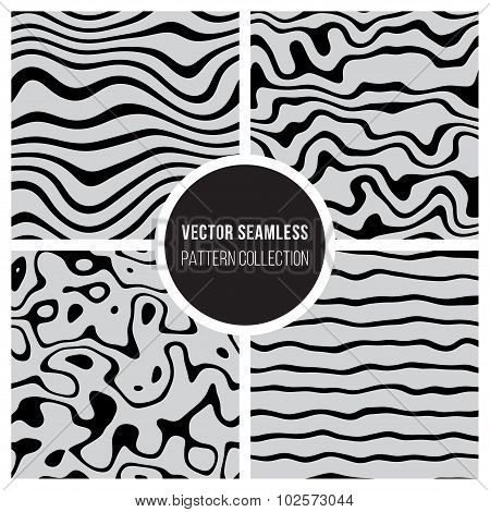 Vector Seamless Optical Illusion Black and White Background Pattern Collection