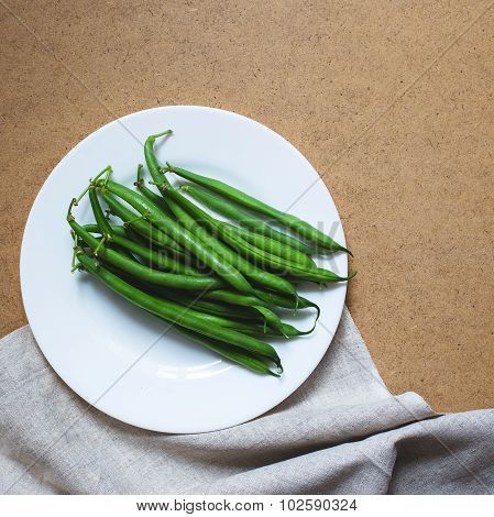 Green Beans On A White Plate